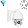 QX2 1080P HD 360 grados WiFi panorámico Día y noche Cámara inteligente impermeable a todo color IP66, admite detección de movimiento / voz bidireccional / tarjeta TF, enchufe de Reino Unido