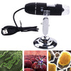 Microscopio digital USB con sensor de imagen de 0.3MP con lupa 1000X con 8 LED y soporte profesional (negro)