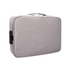 Bolsa de almacenamiento de documentos multi-capa impermeable de ZJ02 para todos los tamaños de computadoras portátiles, con bloqueo de contraseña (gris)