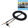 Cable en espiral retráctil AUX de audio de 3 polos de 3,5 mm macho a macho, longitud: 1,5 m (negro)