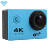 Pantalla F60 de 2.0 pulgadas de 170 grados Cámara de acción de acción de acción WiFi de gran angular de 170 grados con caja de alojamiento impermeable, soporte 64GB Micro SD Tarjeta (azul)
