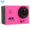 Pantalla F60 de 2.0 pulgadas de 170 grados Cámara de acción de acción deportiva de WiFi de 170 grados con caja de carcasas impermeables, soporte 64GB Micro SD Tarjeta (magenta)