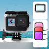 Estuche impermeable + Carcasa trasera táctil + Filtro de lente púrpura rojo rosa para GoPro HERO9 Black