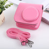 Estuche de cuero PU para cámara de cuerpo completo de estilo retro con correa para FUJIFILM instax mini 9 / mini 8+ / mini 8 (rosa)