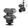 YELANGU YLG0601A A68 3-Head Cold Shoe Mount Adaptador Micrófono Flash Light Metal Holder Soporte (Negro)