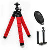 Soporte de trípode de espuma flexible Mini Octopus con abrazadera telefónica y control remoto (rojo)