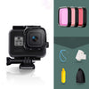 Para GoPro Hero8 Black 45m Caja protectora a prueba de agua con hebilla Montaje y tornillo básico y (púrpura, rojo, rosa) Filtros y grip y correa de bobber flotante y inserciones anti-niebla (Negro)