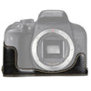Cámara de cuero PU de hilo de 1/4 pulgadas Medio caso base para Canon EOS 77D / 800D (Negro)