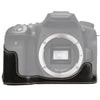 Cámara de cuero PU de hilo de 1/4 pulgada Medio caso base para Canon EOS 90D (Negro)
