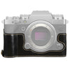 Cámara de cuero PU de hilo de 1/4 pulgada Medio caso base para Fujifilm X-T4 (Negro)