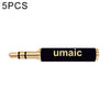 5 PCS 3.5mm Audio 4 polos hembra a 3 polos Adaptador de micrófono masculino (negro)