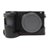 1/4 pulgada de la cámara de cuero PU de la base de media caja para Sony ILCE-A6500 / A6500 (negro)