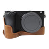 1/4 pulgada de la cámara de cuero PU de la base de media caja para Sony Ilce-A6500 / A6500 (marrón)
