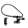 Soporte de teléfono de cámara de cuello portátil de manos libres con abrazadera de teléfono, versión extendida (negro)