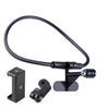 Soporte de cámara de teléfono de cuello portátil de manos libres con abrazadera de teléfono, versión extendida (negro)