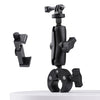 Versión extendida 360 Rotación Acción ajustable Cámara de la cámara Bike Motorcycle Soportador con abrazadera del teléfono (negro)