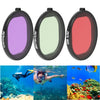 JSR Carcasa Redonda Buceo 3 en 1 Rojo + Amarillo + Filtro de Lente Morado para GoPro HERO8 Negro