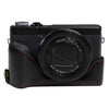 Base de media carcasa de cámara de cuero PU con rosca de 1/4 de pulgada para Canon G7 X Mark III / G7 X3 (negro)