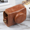 Para Sony ZV-1F Vlog Camera Full Body Magnetic Leather Camera Case Bag con correa (marrón)