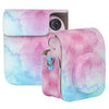 Para FUJIFILM instax mini 12 Estuche de cuero de cuerpo completo pintado Bolsa de cámara con correa (azul rosa) (negro)