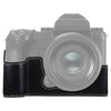 Cámara de cuero PU de hilo de 1/4 pulgadas Medio caso base para Fujifilm GFX 50S (Negro)