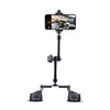 Soporte de abrazadera para teléfono con brazo mágico de fricción articulada con ventosa de doble pierna (negro)