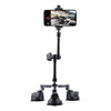 Soporte de abrazadera para teléfono con brazo mágico de fricción articulada con ventosa de tres patas (negro)