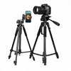Soporte universal para trípode Selfie Live 3520 con cabezal y abrazadera para teléfono (negro)