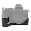 Cámara de cuero de PU de hilo de 1/4 pulgadas Medio caso base para Nikon Z50 (Negro)