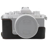 Cámara de cuero PU de hilo de 1/4 pulgadas Medio caso base para Nikon Z FC (Negro)
