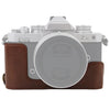 Cámara de cuero PU de hilo de 1/4 pulgadas Medio caso base para Nikon Z FC (café)