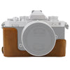 Cámara de cuero PU de hilo de 1/4 pulgada Medio caso base para Nikon Z FC (Brown)