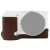 Cámara de cuero de PU de hilo de 1/4 pulgadas Medio caso base para Sony ZV-E10 / ZV-E10L (café)
