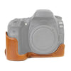 Cámara de cuero de PU de hilo de 1/4 pulgada Medio caso base para Canon EOS 80D / 70D (Brown)
