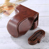 Estuche de cuero PU para cámara de cuerpo completo con correa para FUJIFILM X-A3 / X-A2 / X-M1 / X-A10 (lente 16-50 mm / 18-55 mm / XF 35 mm) (café)