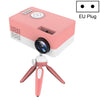 J15 1920 x 1080P HD Mini proyector LED para el hogar con soporte para montaje en trípode AV / HDMI x 1 / USB x1 / TF x 1, Tipo de enchufe: Enchufe de la UE (Rosa blanco)