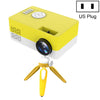 J15 1920 x 1080P HD Mini proyector LED para el hogar con soporte de montaje en trípode AV / HDMI x 1 / USB x1 / TF x 1, Tipo de enchufe: Enchufe de EE. UU. (Amarillo blanco)