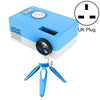 J15 1920 x 1080P HD Mini proyector LED para el hogar con soporte para montaje en trípode AV / HDMI x 1 / USB x1 / TF x 1, Tipo de enchufe: Enchufe del Reino Unido (Azul Blanco)