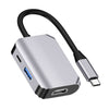 HW-6003 Convertidor de adaptador de estación de acoplamiento 3 en 1 tipo C / USB-C a HDMI + PD + USB 3.0 (gris)