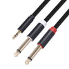 3683 3.5mm macho a doble cable de audio masculino de 6.35 mm, longitud del cable: 2m (negro)
