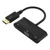D45 3 en 1 HDMI a HDMI + VGA + 3.5 Cable conversor de audio (negro)