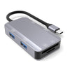 NK-3049 6 en 1 ranura para tarjeta USB-C / TYPE-C a TF / SD + 4 Adaptador femenino USB (gris espacial)