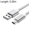 5 PCS Mini USB a USB Un cable de carga / carga tejida para MP3, Cámara, DVR del automóvil, Longitud: 0.25m (Plata)