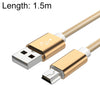 5 PCS Mini USB a USB Un cable de carga / carga tejida para MP3, Cámara, DVR del automóvil, Longitud: 1.5m (Oro)