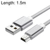 5 PCS Mini USB a USB Un cable de carga / carga tejida para MP3, Cámara, DVR del automóvil, Longitud: 1.5m (Plata)