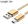 5 PCS Mini USB a USB Un cable de carga / carga tejida para MP3, Cámara, DVR del automóvil, Longitud: 2M (Oro)