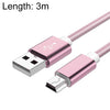 5 PCS Mini USB a USB Un cable de carga / carga tejida para MP3, Cámara, DVR del automóvil, Longitud: 3M (oro rosa)