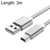 5 PCS Mini USB a USB Un cable de carga / carga tejida para MP3, Cámara, DVR del automóvil, Longitud: 3M (Plata)