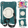 Para iPad 10.2 2019/10.2 2020/10.2 2021 Case de tableta de protección de cuerpo completo de silicona + PC con soporte y correa (verde oscuro)