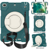 Para iPad 9.7 2018 Silicone + PC Case de tableta de protección de cuerpo completo con soporte y correa (verde oscuro)